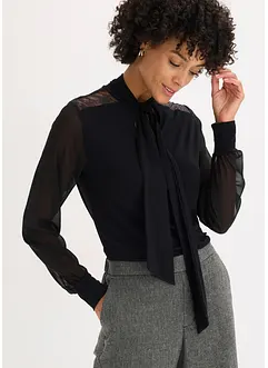 Sløyfe-topp med blonder, bonprix