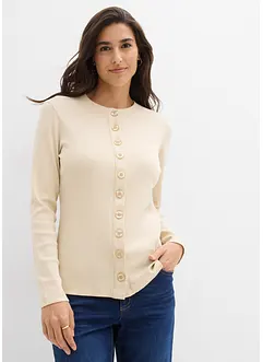 Langermet ribbet topp av 100% bomull, bonprix