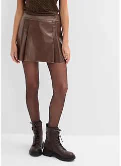 Kort skjørt i imitert skinn med motfolder, bonprix