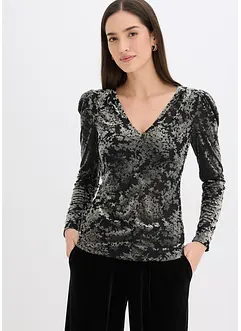 Langermet topp av Dévoré-fløyel, bonprix