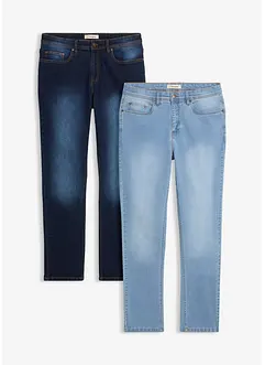Regular Fit-jeans med stretch i lett denim, Straight (2-pack), bonprix