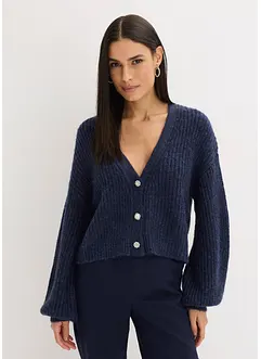 Kort strikkejakke med glittergarn og ullandel, bonprix