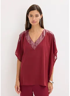 Oversized bluse med paljett-innfelling, bonprix