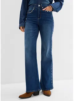 Flared-jeans High Waist med naglebesetning, bonprix