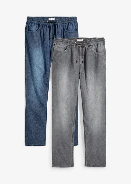 Superbehagelig pull on-jeans i 2-pakning, perfekt for sommeren