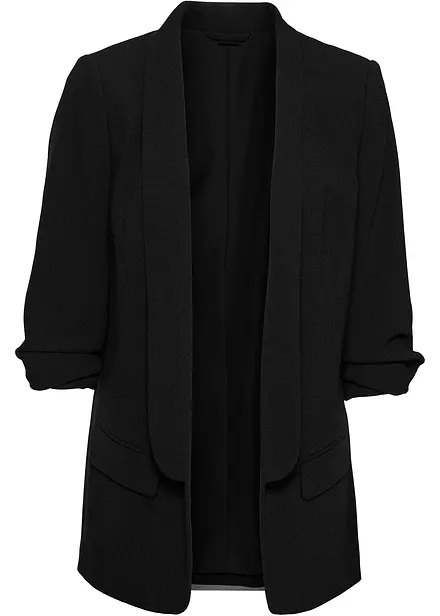 Lang blazer med draperte ermer