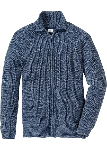 Cardigan i grov ribbestrikk med bomull