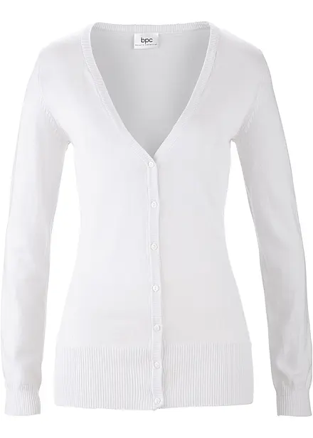 Basic finstrikket cardigan med knappestolpe