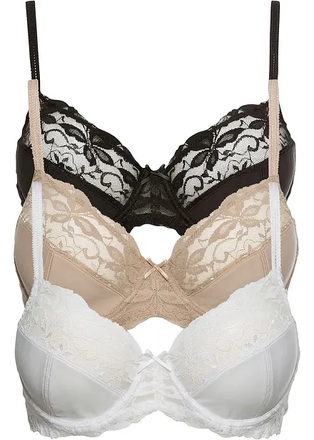 Spile-BH med nydelige blonder (3-pack)