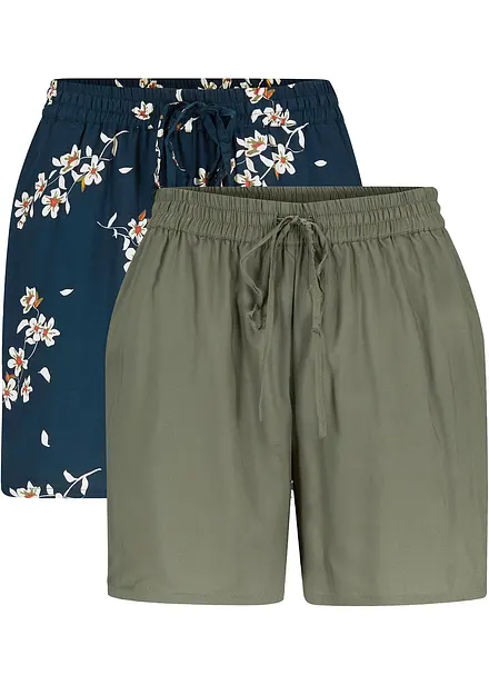 Viskose-shorts med knytebelte (2-pack)