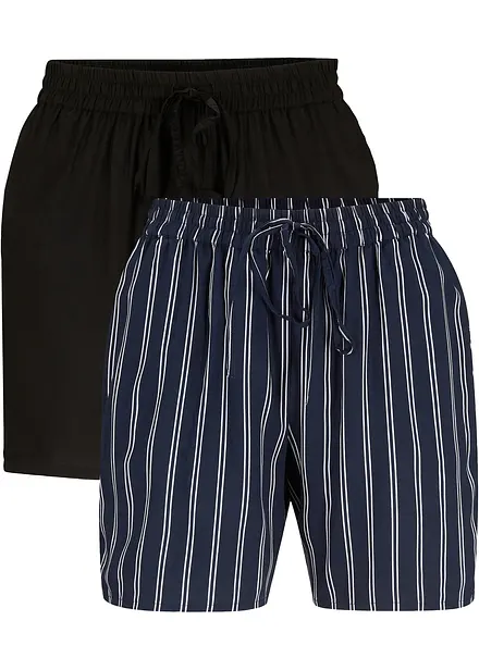 Viskose-shorts med knytebelte (2-pack)