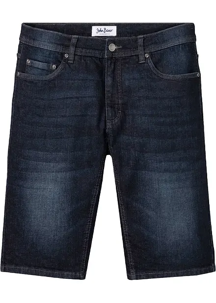 Bermudashorts i denim med stretch og forsterket skritt, Regular fit