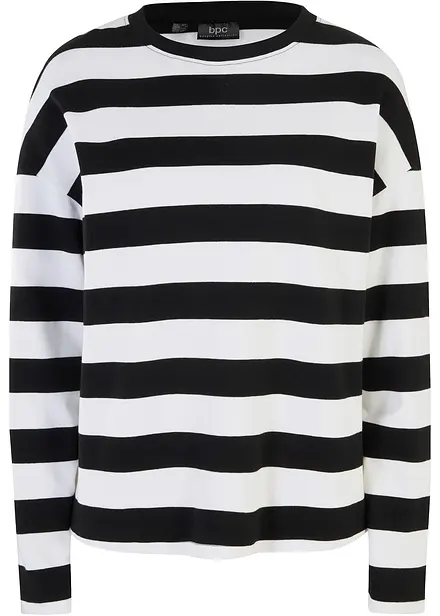 Langermet topp i interlock-materiale i 100% bomull