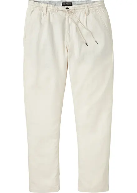 Relaxed Fit-pull on-bukse i luftig linmiks, Straight