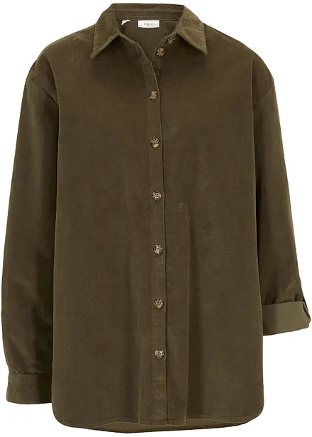 Cord-bluse med splitt i siden