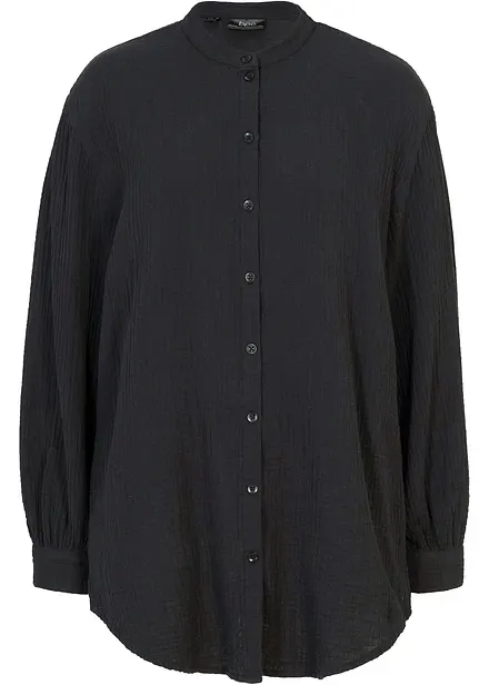 Lang bluse i bomullsmusselin