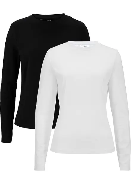 Langermet topp med økologisk bomull (2-pack)