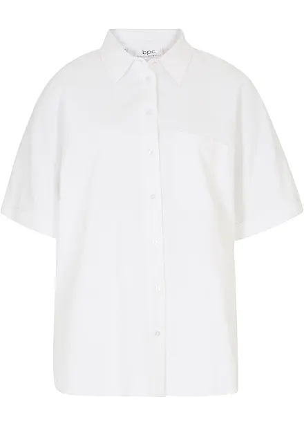 Oversized bluse med kort arm og lin