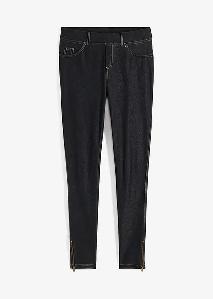 Leggings i denim look med glidelås