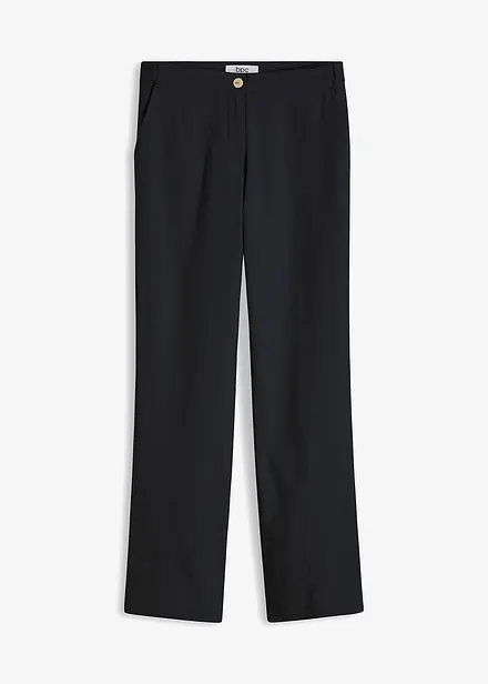 High Waist-bukse i lin-/viskosemiks