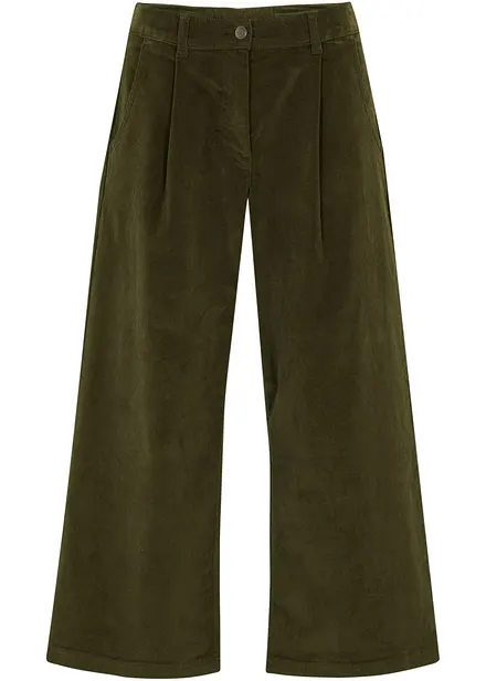 Vid culotte i stretch-cord med High Waist-komfortlinning, 7/8-lengde