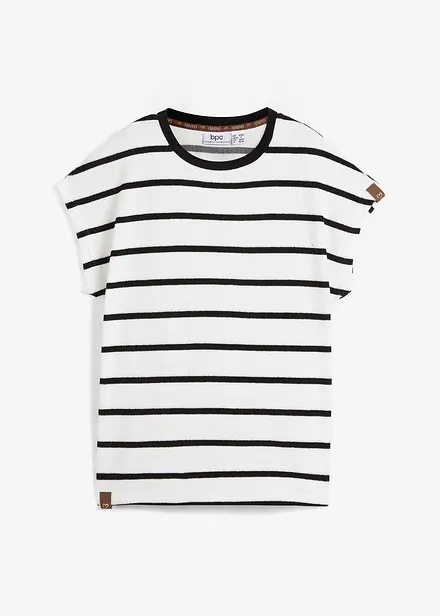Frotté-topp med striper, kort arm