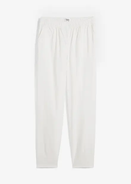 Bukse av bomull-/linmiks, High Waist