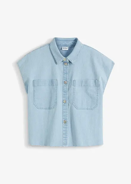 Kort boxy jeansbluse