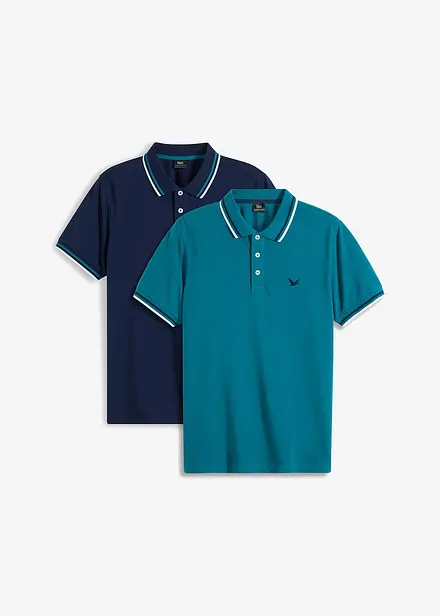 Piké-poloskjorte i 100% bomull (2-pack)