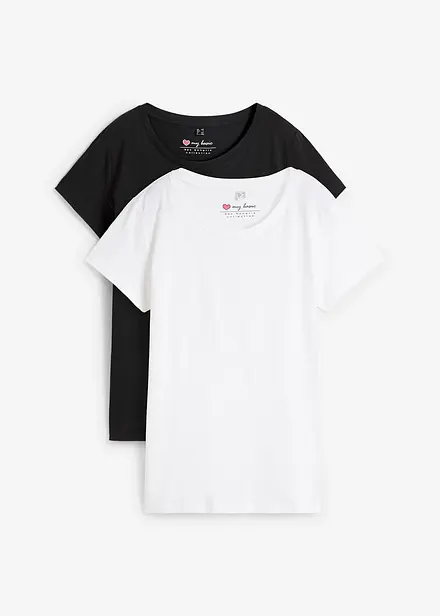 Topp med rund hals, kort arm (5-pack)