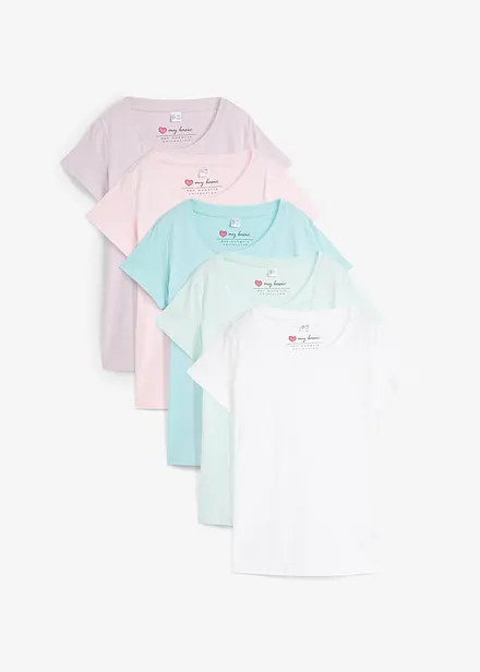 Topp med rund hals, kort arm (5-pack)