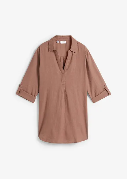 Bluse med 3/4-lang arm og lin