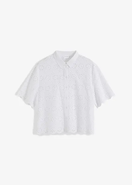 Kortermet bluse i 100% bomull
