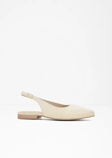 Slingback-ballerinasko i skinn