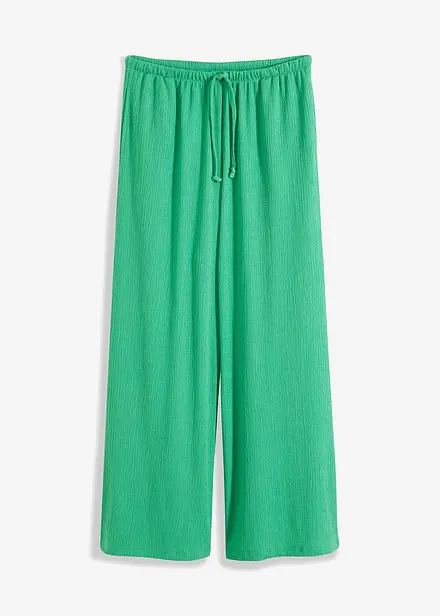 High Waist-bukse av struktur-jersey med elastisk linning og knying