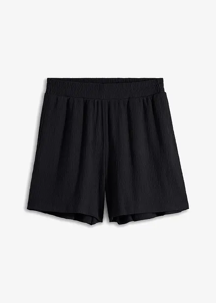 Pull on-shorts i strukturert jersey med høy midje