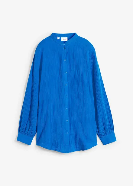 Lang bluse i bomullsmusselin