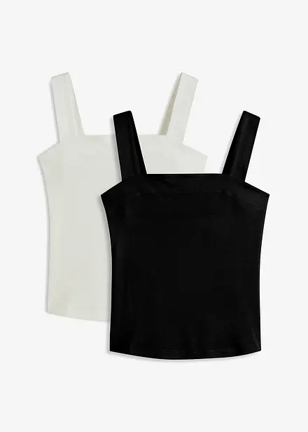 Ribbet topp i økologisk bomull (2-pack)