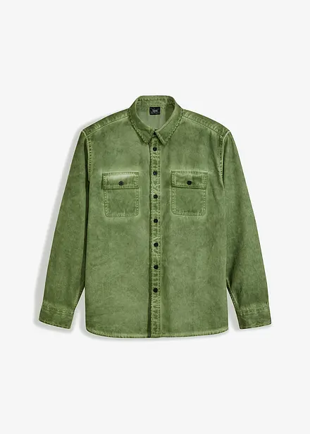 Langermet skjorte i 100% bomull i vasket look