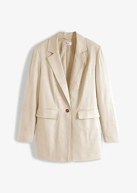 Lang blazer i lin- og viskosemiks