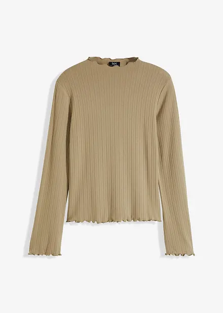 Ribbet langermet topp