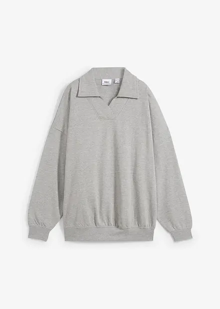 Oversized sweatshirt med V-hals og krage