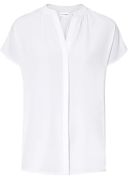 Kortermet bluse med skjult knappestolpe