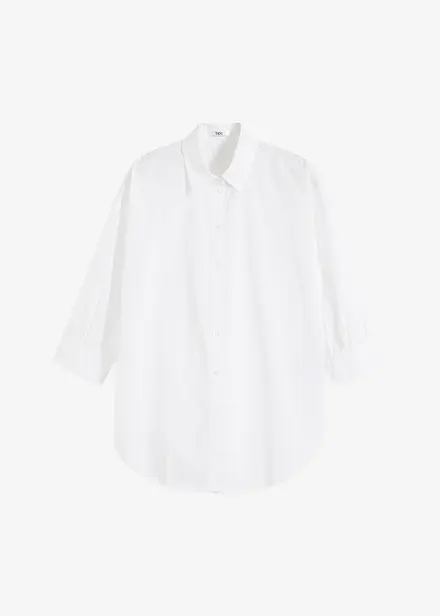 Oversized skjorte i bomull med 3/4-lange ermer