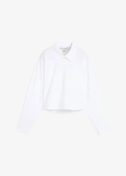 Cropped bluse i ren bomull