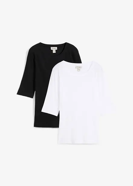 Ribbestrikket topp med økologisk bomull (2-pack)