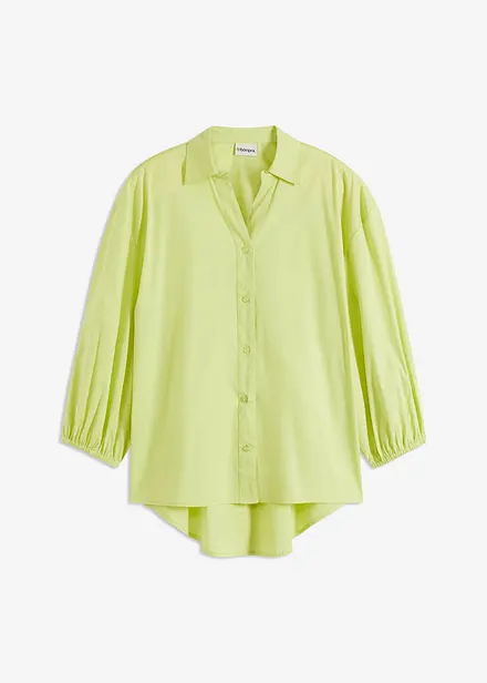 Bluse med lengre bakstykke og ballongermer