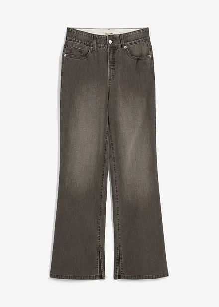 Straight-jeans, High Waist, splitt i kanten