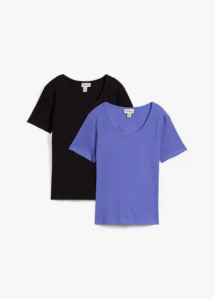 Topp i ribbemateriale i økologisk bomull (2-pack)