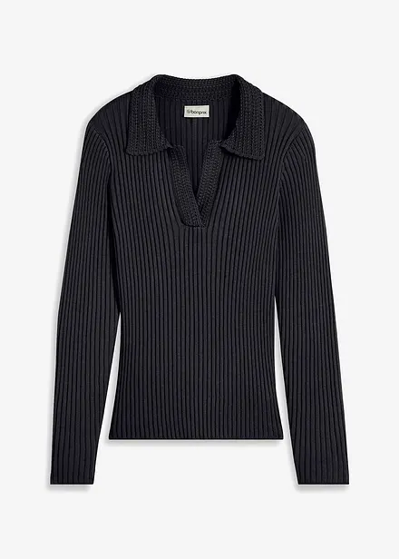 Genser i finstrikk med fin krage